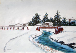 雪の福川鉄橋